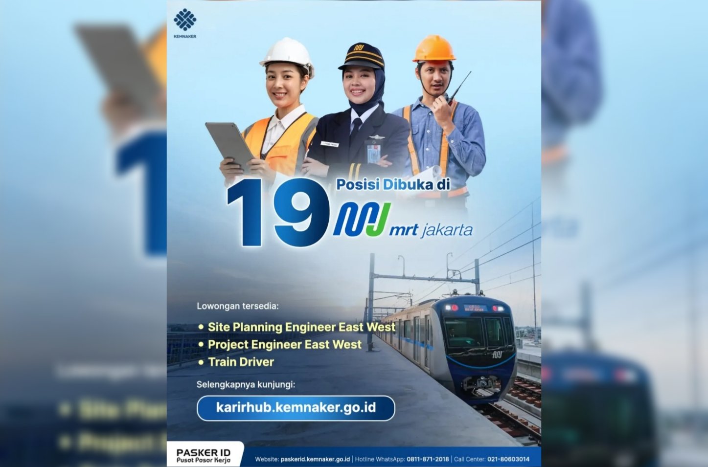 MRT Jakarta Buka 19 Lowongan Kerja, Cek Posisi dan Cara Melamarnya