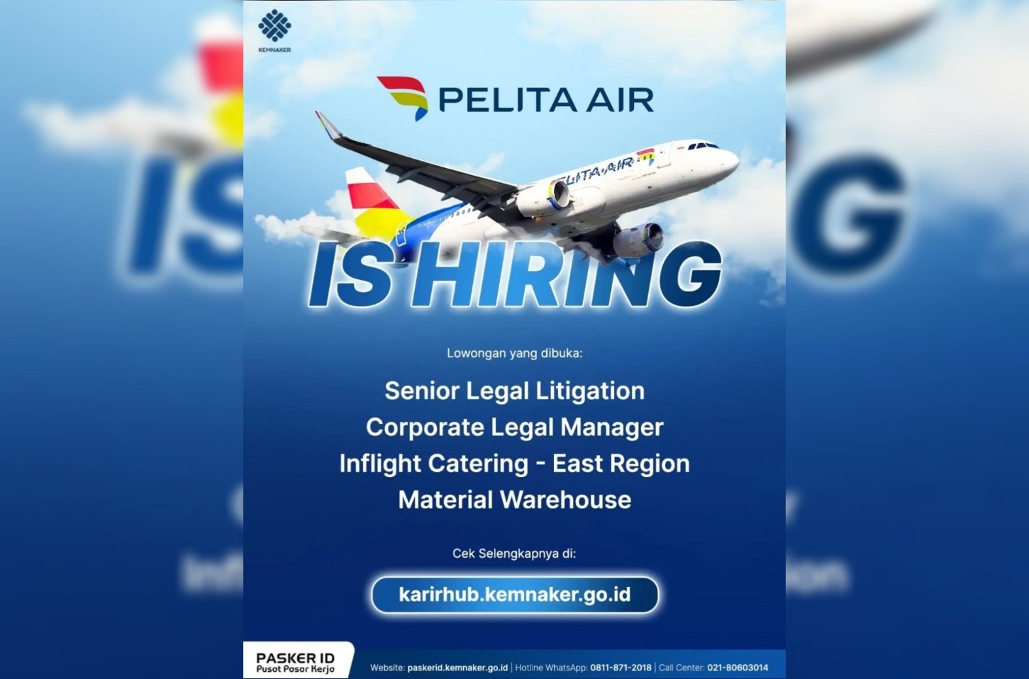 Pelita Air Buka Lowongan Kerja Terbaru untuk 4 Posisi di Jakarta Pusat
