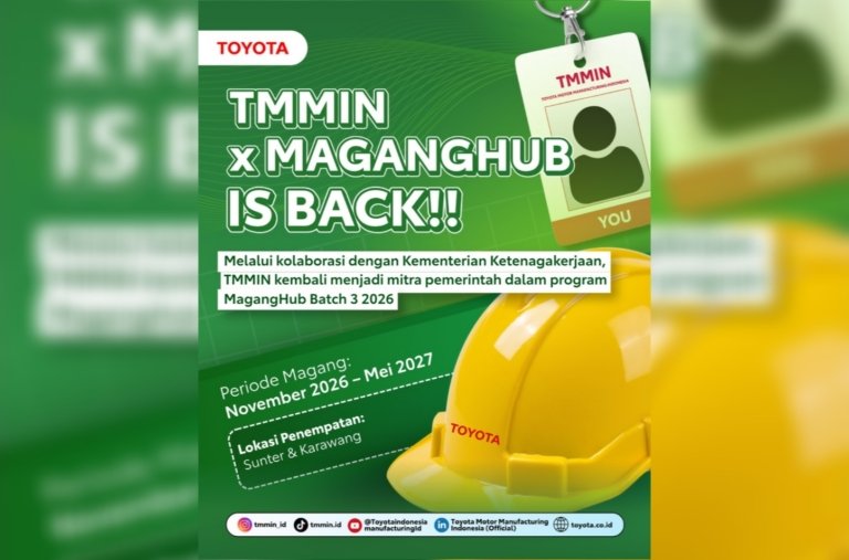 Program Magang TMMIN x Kemnaker Batch 3 2026 Resmi Dibuka